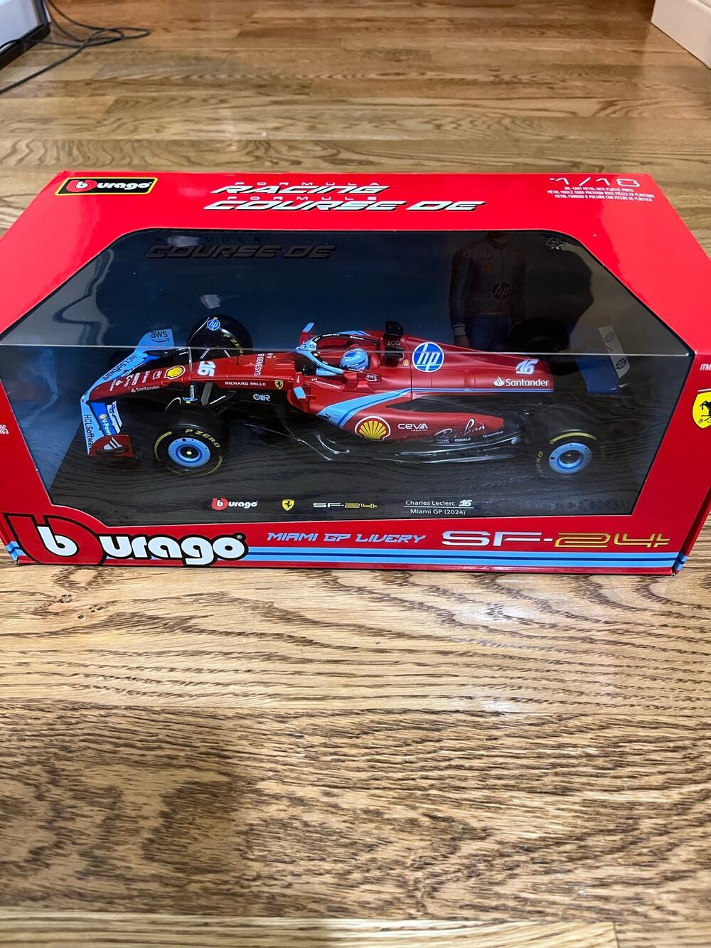Bburago 1/18 Formula Racing Ferrari SF24 #16 Charles Leclerc (2024) Miami GP Win